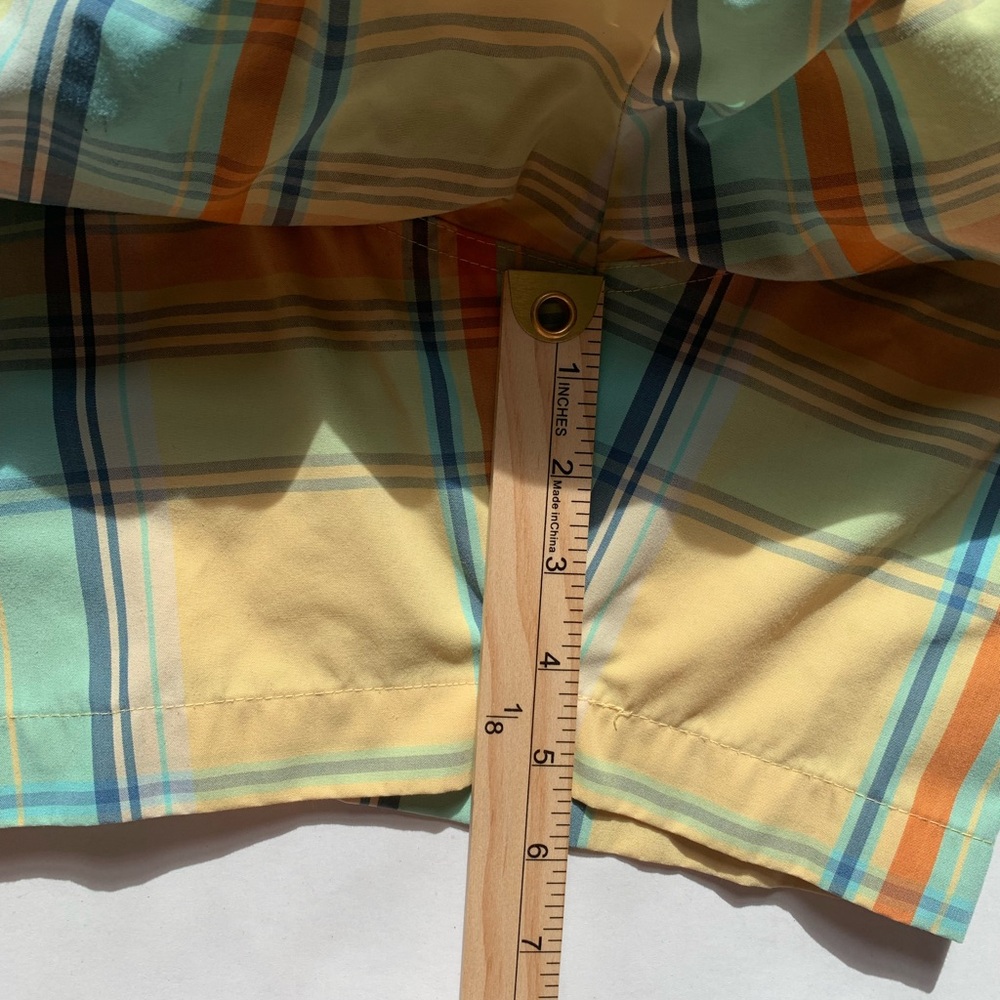 Faherty Men's Swim Trunks Yellow/Blue Plaid Size XL Mesh Lining Beach Vacation - Picture 3 of 7